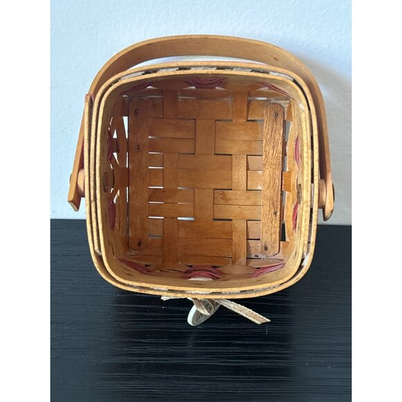 Longaberger "Let It Snow" 2000 Handwoven Basket with Handle & Red Accents USA - Picture 6 of 10